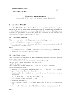 Fonctions mathématiques 1 Calcul du PGCD