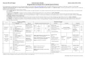 Programmation en français de la 3e période (janvier/février).