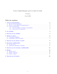 Cours d`algorithmique pour la classe de 2nde