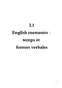 L1 English memento : temps et formes verbales
