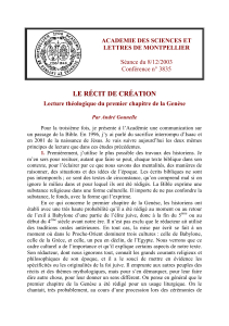 le récit de création - Académie des Sciences et Lettres de Montpellier