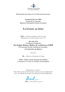 La lecture au futur - Programme doctoral en littérature française