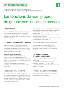 Les fonctions du nom propre, du groupe nominal ou du pronom