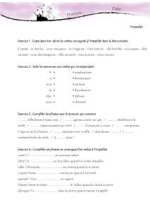 l`imparfait Exercice 1 : Copie dans ton cahier les verbes conjugués à