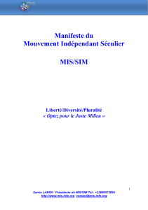 Manifeste du Mouvement Indépendant Séculier MIS/SIM