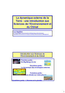 une introduction aux Sciences de l`Environnement et du Climat