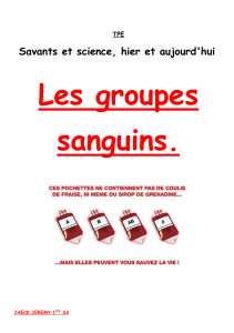 TPE Savants et science, hier et aujourd`hui Les groupes sanguins.