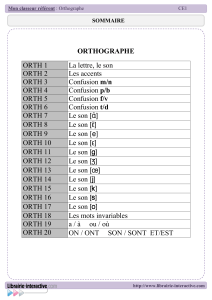 ORTHOGRAPHE ORTH 1 La lettre, le son ORTH 2 Les accents