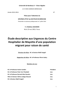 Étude descriptive aux Urgences du Centre Hospitalier de Mayotte d