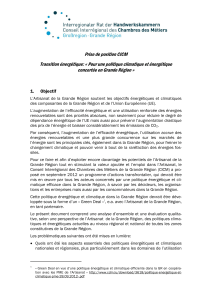 Prise de position CICM Transition énergétique: « Pour une politique