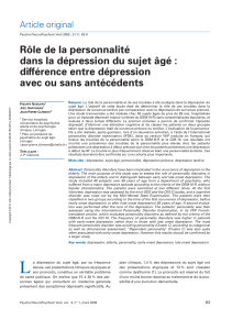 Rôle de la personnalité dans la dépression du sujet âgé : différence