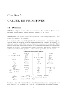Chapitre 3 CALCUL DE PRIMITIVES 3.1 Définition