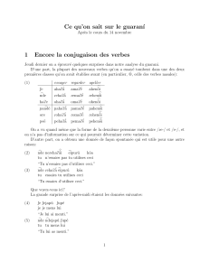 Ce qu`on sait sur le guaran´ı 1 Encore la conjugaison des verbes