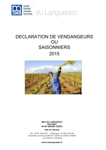 DECLARATION DE VENDANGEURS OU SAISONNIERS 2015