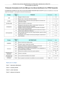 Protocole d`évaluation de fin de CM2 pour les élèves