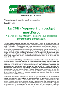 La CNE s`oppose à un budget mortifère.