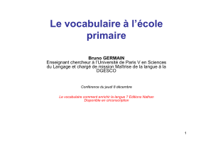 Le vocabulaire à l`école primaire