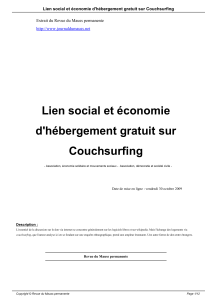 Lien social et économie d`hébergement gratuit sur Couchsurfing