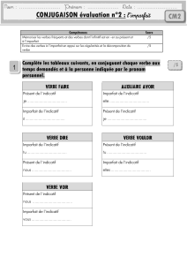 CONJUGAISON évaluation n°2 : l`imparfait CM2