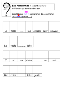 Les homonymes : ce sont des mots différents qui font le même son