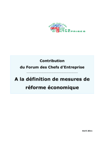 A la définition de mesures de réforme économique