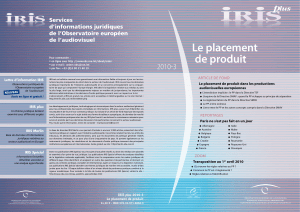 Le placement de produit - Observatoire européen de l`audiovisuel