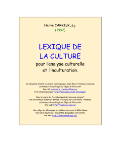 Lexique de la culture pour l`analyse culturelle et l`inculturat