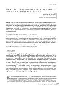 structuration hiérarchique du lexique verbal à travers la propriété de