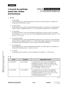 L`accord du participe passé des verbes pronominaux