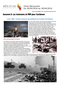 Document D :Les événements de 1989 place Tian`Anmen