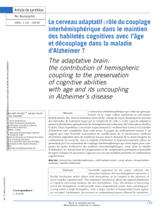 Le cerveau adaptatif : rôle du couplage interhémisphérique dans le