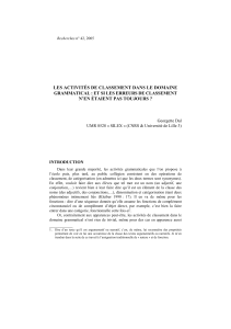 les activités de classement dans le domaine grammatical