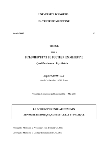 La Schizophrénie au féminin, approche historique, conceptuelle et