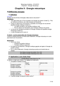 Chapitre 9 - Energie mécanique