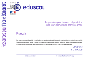 Progressions en cycle 2 - Ministère de l`éducation nationale