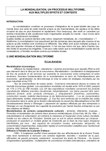 la mondialisation, un processus multiforme, aux multiples effets et