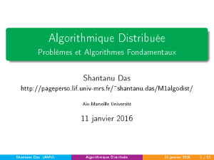 Algorithmique Distribuée - Problèmes et Algorithmes Fondamentaux