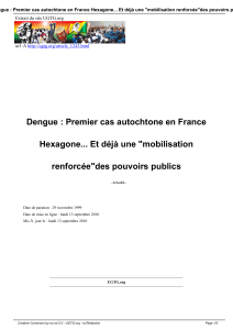 Dengue : Premier cas autochtone en France Hexagone... Et