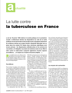 La lutte contre la tuberculose en France
