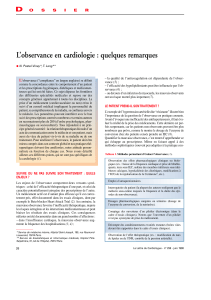 L`observance en cardiologie : quelques remarques