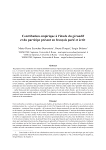 Contribution empirique à l`étude du gérondif et du