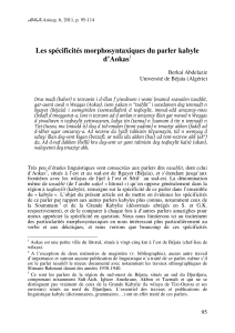 Les spécificités morphosyntaxiques du parler kabyle d