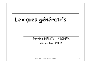 Lexiques génératifs - Signes