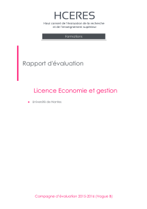Evaluation de la licence Economie et gestion de l`Université de Nantes