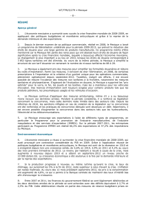 WT/TPR/S/279 • Mexique - 8 - RÉSUMÉ Aperçu général 1. L
