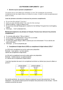 LES PRONOMS COMPLEMENTS – part 1 1. Qu`est ce qu`un