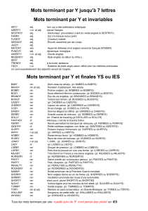 mots terminant par Y