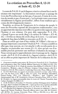 La création en Proverbes 8,12-31 et Isaïe 40,12-24