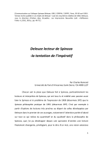 Deleuze lecteur de Spinoza -la tentation de l`impératif