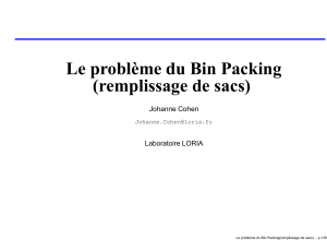 Le problème du Bin Packing (remplissage de sacs)